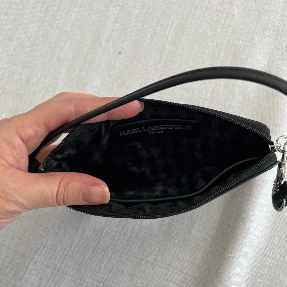 Karl Lagerfeld Black Women's Maybelle Print Wrislet Pouch